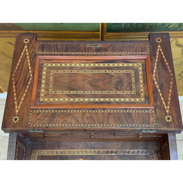 Mid-19th C. Middle Eastern Marquetry Inlaid Davenport Desk For Sale - Image 6 of 18