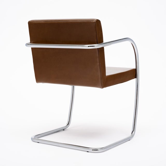 Pair of Mid-Century Modern Chrome and Cognac Leather Cantilever Armchairs For Sale In Austin - Image 6 of 9