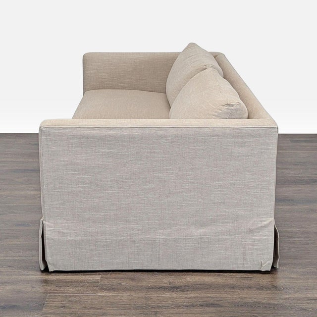 Modern Crate and Barrel Magritte Modern Beige Loveseat With Removable Cushions For Sale - Image 3 of 9