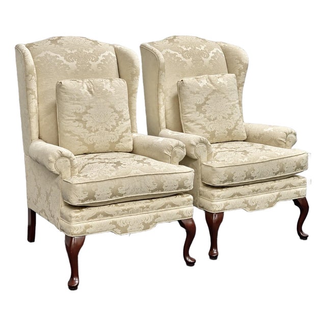 Late 20th Century Masterfield Furniture Wingback Chairs - A Pair For Sale
