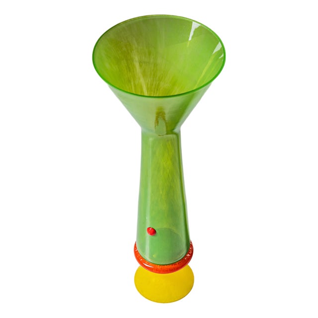 B.A.G. Series Green Vase from Barovier & Toso, Italy For Sale