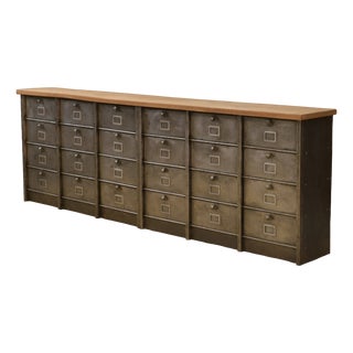 Six-Column Filing Cabinet with Oak Top by Strafor, 1950s For Sale
