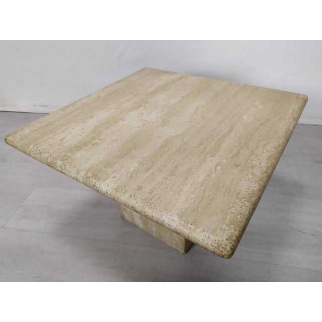 Beige Square Travertine Coffee Table, 1970s For Sale - Image 8 of 15