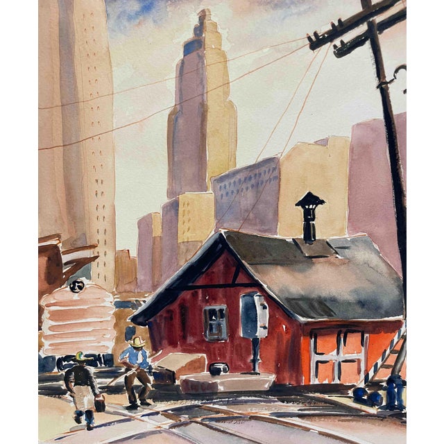 1940s Chicago Watercolor Titled "Other Side of the Tracks" by Artist Myrtle Frankovitz For Sale In Chicago - Image 6 of 6