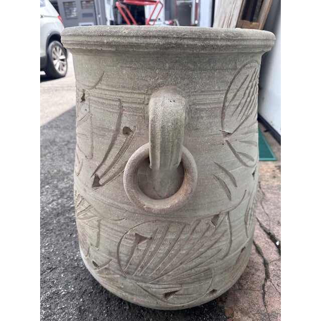 Triangular Terracotta Jar with Engravings For Sale - Image 5 of 14