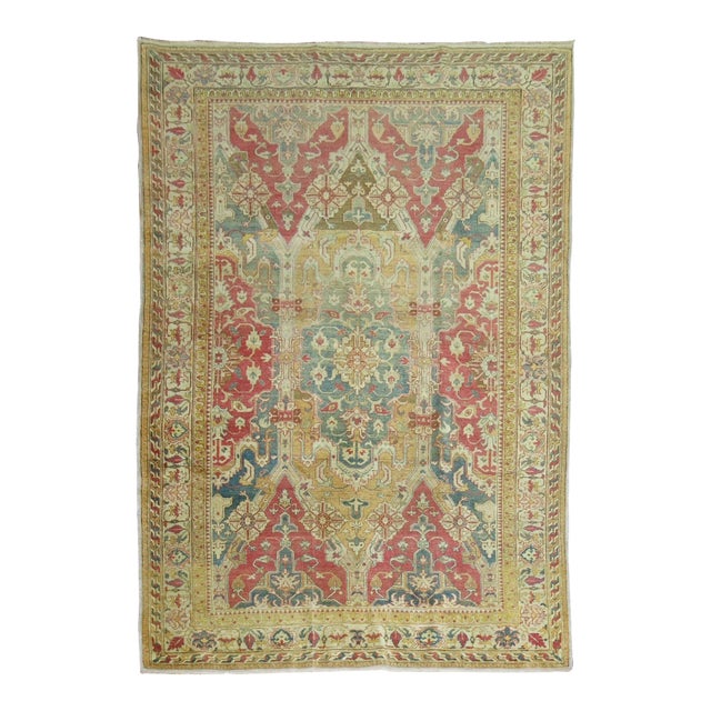 Zabihi Collection Large Scale Antique Turkish Sivas Foyer Rug - 5'6" x 7'6" For Sale