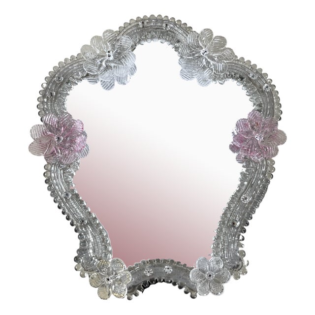 Large Mid-Century Murano Glass Table Mirror in the style of Barovier & Toso, 1960s For Sale