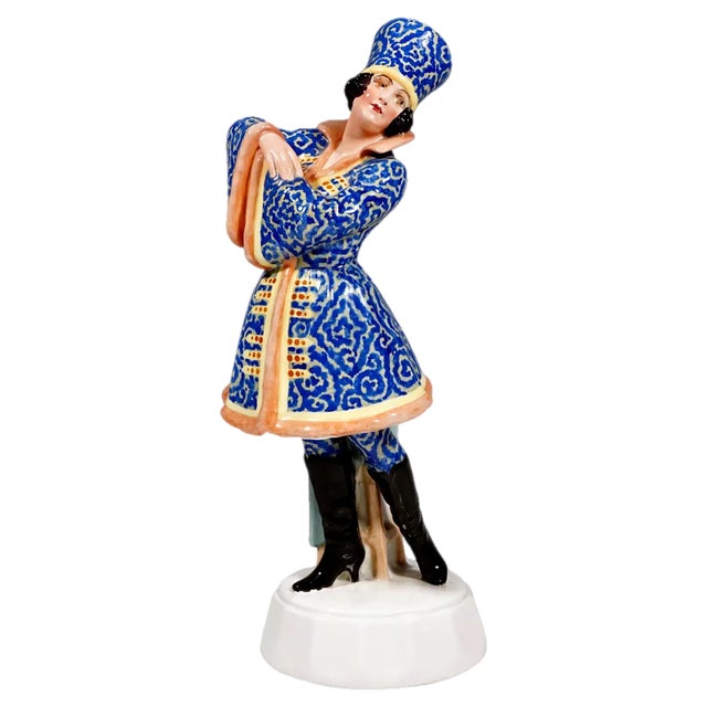 Figurine Lady Dancer in Costume by Josef Lorenzl for Goldscheider, 1925 For Sale