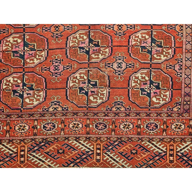 Vintage Turkmen Tekke Area Rug, Wool Pile, Geometric Medallion For Sale - Image 16 of 17