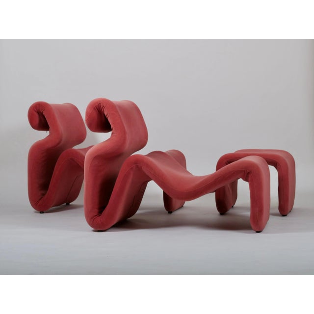 Set of three Etcetera lounge chair / chaise longue with an ottoman by Jan Ekselius. c1970 for JOC Carlsson, Sweden....