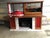 Mid century German Koronette combination fireplace, stereo, turntable and bar. Features fireplace with wood log and light...