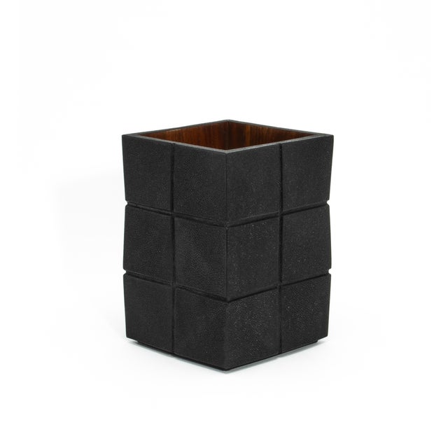 Modern Waste Bin in Black Shagreen by R&y Augousti For Sale - Image 3 of 5