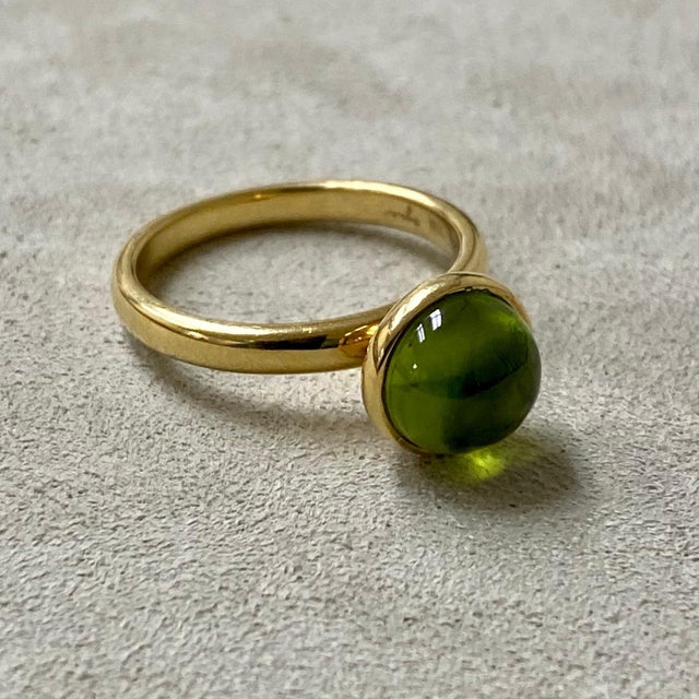 Created in 18 karat yellow gold Peridot 2 carats approx. Ring size US 6.5, can be sized upon request. Exquisitely crafted...
