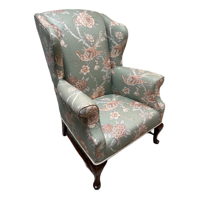 Schumacher Upholstered Wingback Chair For Sale