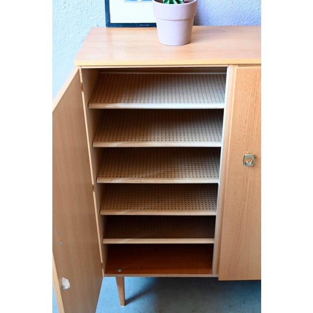 Vintage Shoe Cabinet in Light Wood and Chrome-Plated Metal, 1960s For Sale - Image 10 of 13