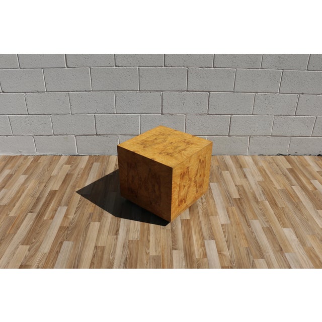 Mid Century Modern Milo Baughman Style Burlwood Cube Side Table, 1970s For Sale In Los Angeles - Image 6 of 18