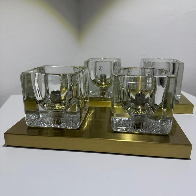 Metal Vintage Wall Lamps in Ice Glass and Brass from Peill & Putzler, 1970s, Set of 2 For Sale - Image 7 of 18