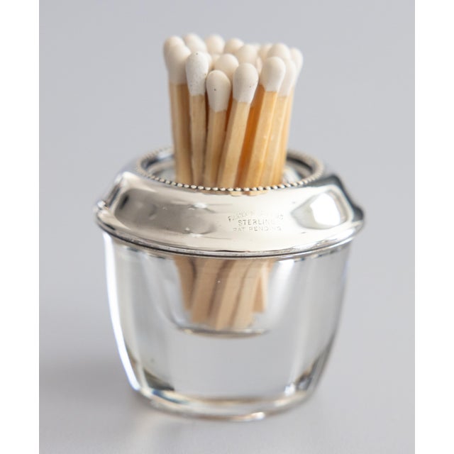 Frank Whiting Vintage Sterling Silver & Glass Match Striker Holder For Sale - Image 4 of 8