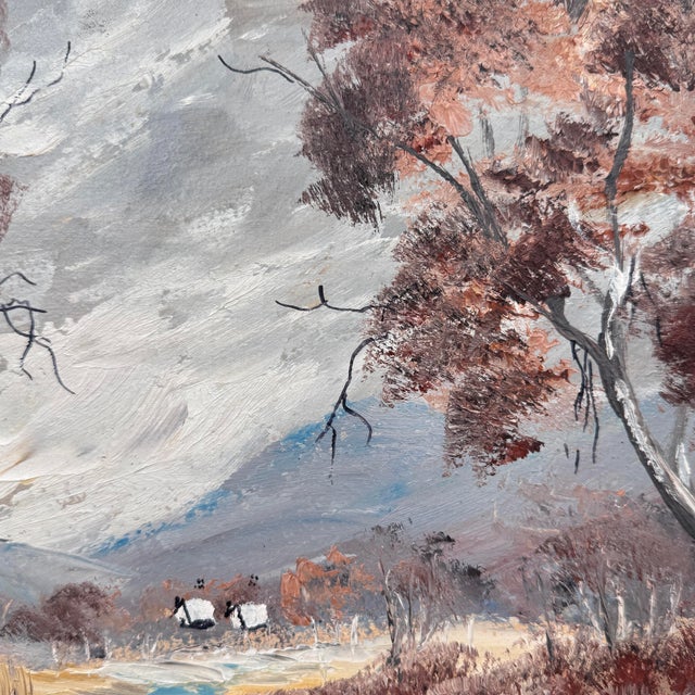 1980s Vintage Nancy Volk Oil Painting Framed Australian Bush Landscape 11x15 For Sale - Image 5 of 11