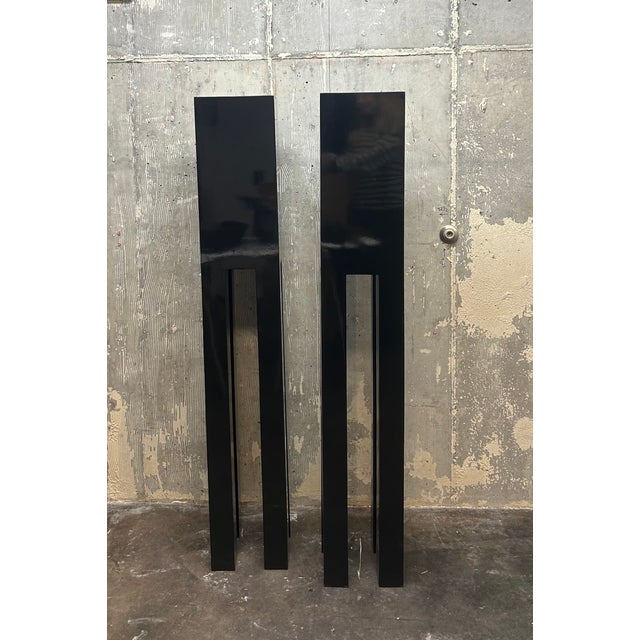 Modern 1980s Black Lacquered Pedestals - a Pair For Sale - Image 3 of 3