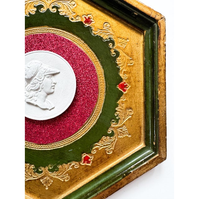 Mixed media assemblage by Dorothy Art. Intaglio atop glittered paper on a florentine frame, 10x11.5” A whimsical fusion of...