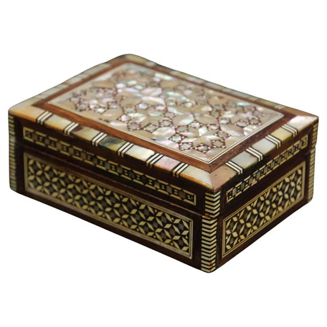 Moorish Handcrafted White Mosaic Marquetry Box For Sale - Image 9 of 9