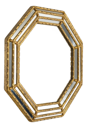 Gilded Stucco and Cloisonné Mirror, 20th Century