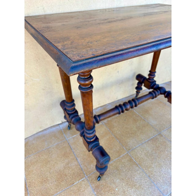 1930s 20th Century Turned-Leg Side Table With Castors, Victorian Style For Sale - Image 5 of 9