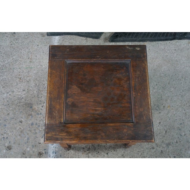 Antique Early American Primitive Oak Chamber Pot Commode Toilet Step Stool For Sale - Image 4 of 18