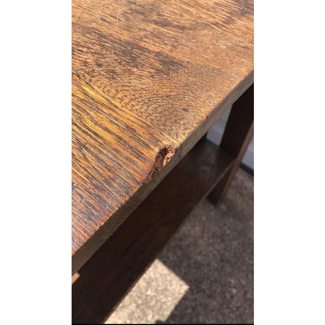 Brown Early 20th Century Arts & Craft Mission Solid Oak Library Desk 1920s For Sale - Image 8 of 8