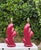 Vintage 1980s Postmodern Cranberry Red Sculptural Wave Ceramic Table Lamps - A Pair For Sale - Image 4 of 10