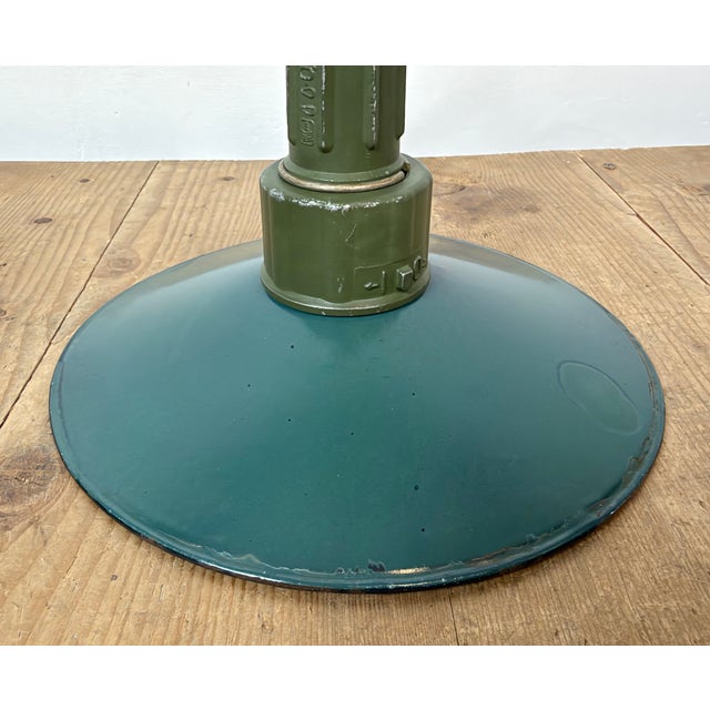 Industrial Petrol Enamel Military Pendant Lamp with Cast Aluminium Top, 1960s For Sale - Image 12 of 17