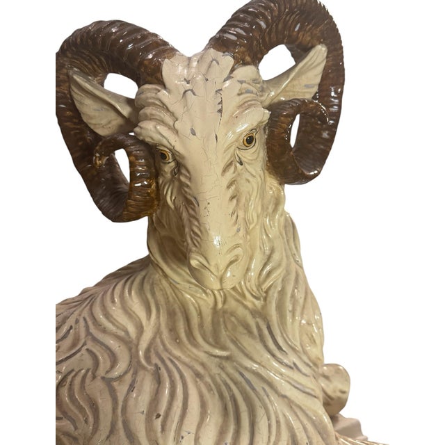 Vintage Italian Style Glazed Ceramic Ram Sculpture For Sale - Image 12 of 12