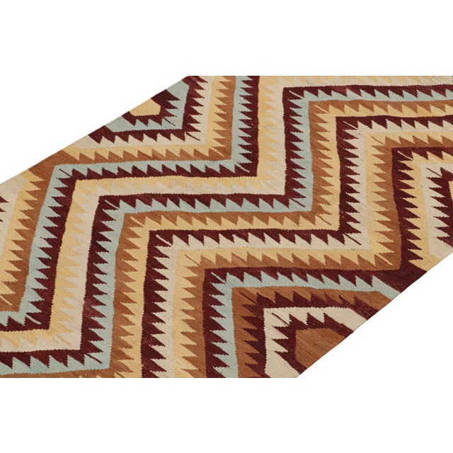 Handwoven in wool, this contemporary 4x12 Kilim by Rug & Kilim is inspired by antique tribal Kilims and flatweaves. On the...