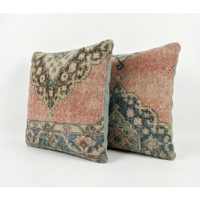 This beautiful 20'' x 20'' pillow cover set was made from authentic Turkish rug pieces. Bright colors of wool adorn the...