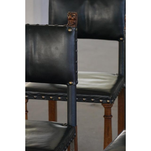 Swedish Grace Dining Chairs in Leather an Carved Wood, Early 20th Century, Set of 8 For Sale - Image 13 of 18