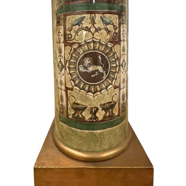 Piero Fornasetti Vintage Mid Century Neoclassical Style Cylindrical Glass Column Lamp in the Manner of Piero Fornasetti For Sale - Image 4 of 10