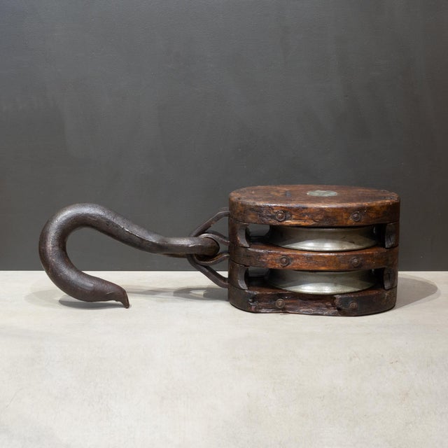 Mid 19th Century Large Antique Block and Tackle Nautical Pulley c.1850-1930 For Sale - Image 5 of 10