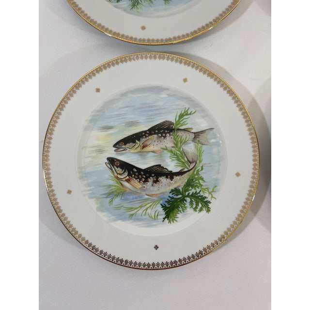 Limoges, France Late 19th Century French Limoges Charles Ahrenfeldt Fish Dinner Plates, Set of Six For Sale - Image 4 of 16