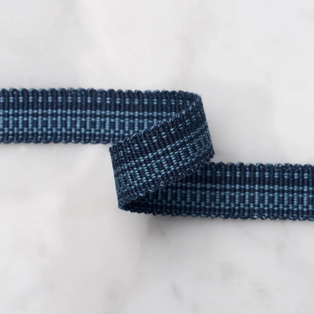 Contemporary Schumacher Cotton Strie Tape Narrow In Indigo 1/2" For Sale - Image 3 of 3