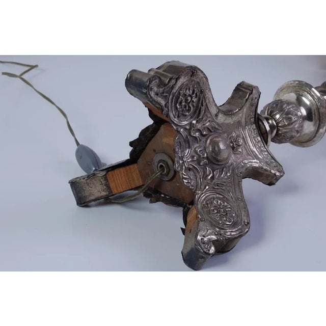Table Lamp in Wood & Silver Laminate, 1890s For Sale - Image 12 of 13