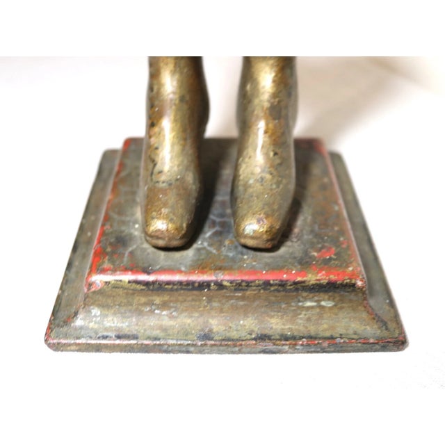 Gray Rare Antique 19th Century Cast Iron Pair Lady Boots Match Holder Door Stopper For Sale - Image 8 of 12