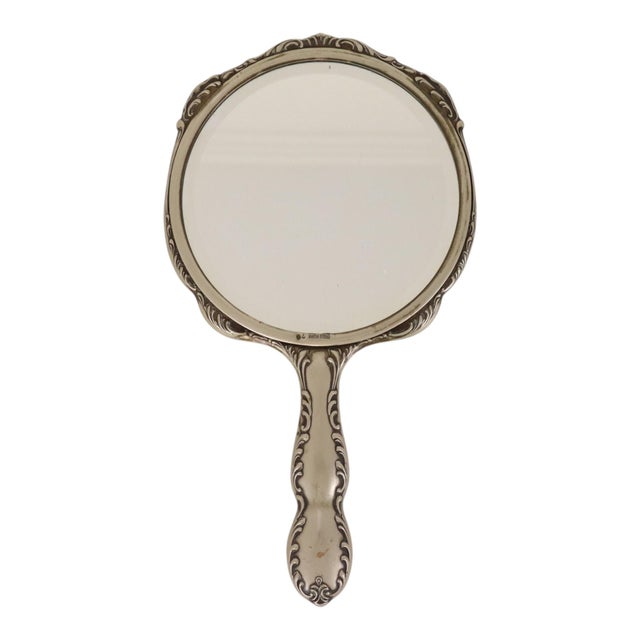 Art Nouveau Style Hand Mirror in White Metal, France, 1940s For Sale - Image 13 of 13