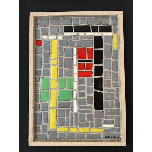 Mid-Century Modern Mid Century Bauhaus Abstract Framed Ceramic Mosaic For Sale - Image 3 of 4