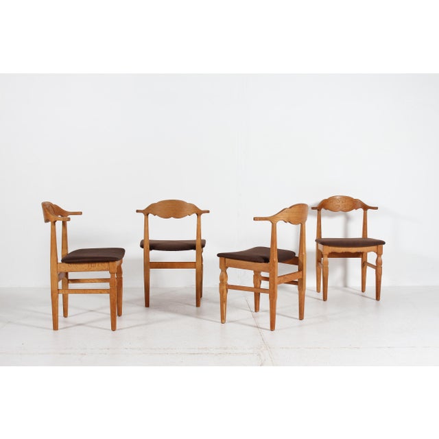 Mid-Century Modern Danish Dining Chairs in Oak by Henning Kjærnulf for EG Møbler, 1970s, Set of 4 For Sale - Image 3 of 15