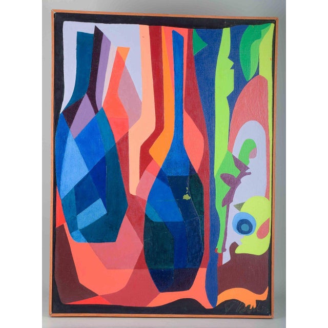 Tord Petter Berlin, a Swedish artist. Oil on canvas. Abstract composition. A colorful and decorative painting with...