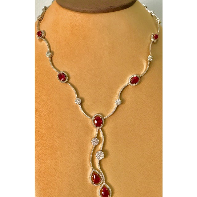 AGI Certified Natural Burma Ruby and Diamond Necklace 18 Karat White Gold For Sale - Image 18 of 18