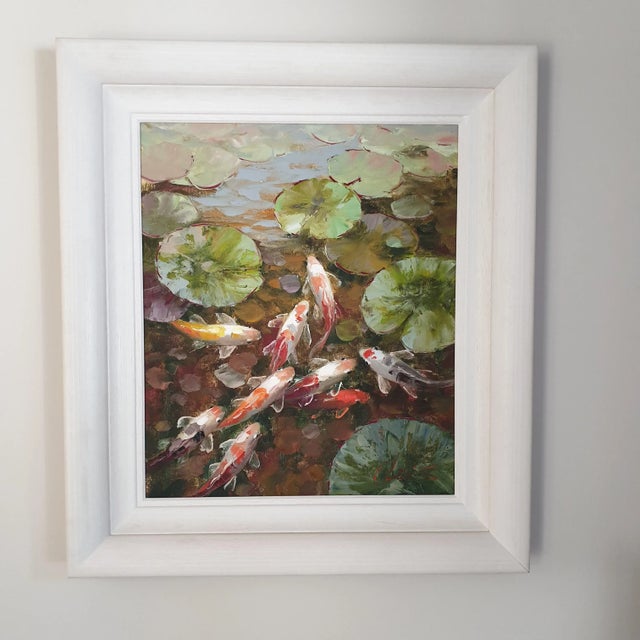 C Lewis (Chen Tai-Yu), Koi Carp, Oil on Canvas, 1990 For Sale - Image 3 of 3