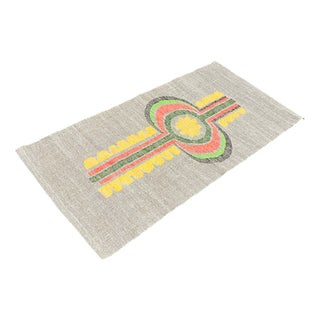 Mid-Century Modern Embroided Linen Wall Hanging Tapestry, Finland, 1960s For Sale