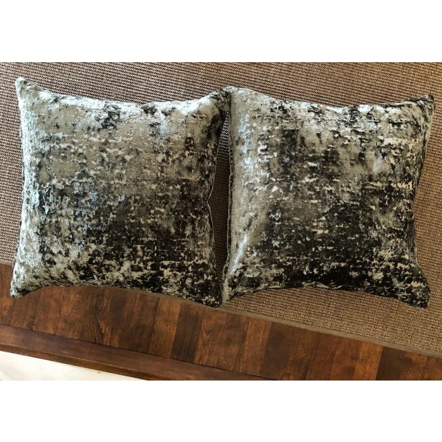 Textile Contemporary Crushed Velvet Pillows- a Pair For Sale - Image 7 of 7
